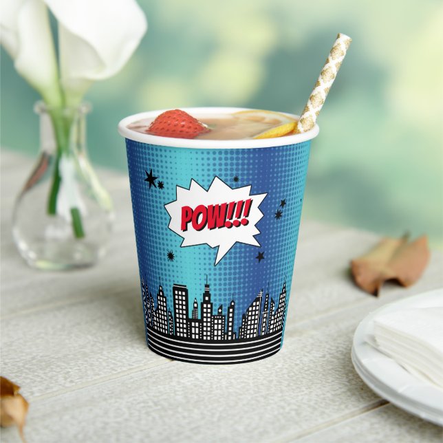 Superhero Comic Book Any Age Birthday Paper Cups (Insitu)