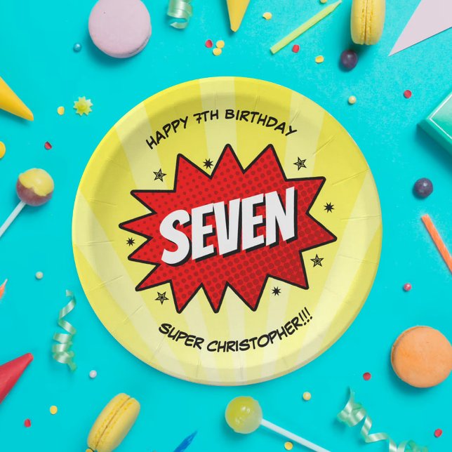 Superhero Comic Book Any Age Birthday Paper Plate (Creator Uploaded)