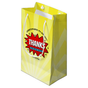 Superhero Comic Book Any Age Birthday Thank You Small Gift Bag