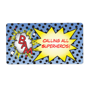 Superhero Comic Book Labels