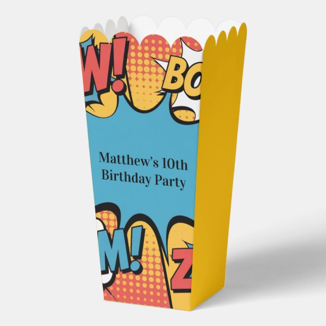 Superhero Comic Book Pop Art Boy Birthday Party Favor Box (Back)