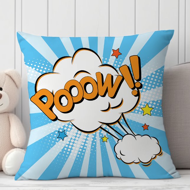 Superhero Comic Book Pow Cartoon Throw Pillow (Creator Uploaded)