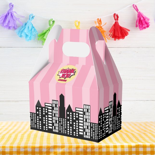 Superhero Comic Book Style Girl Birthday Pink Favor Box (Creator Uploaded)