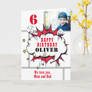 Superhero Comic Boy Fun Photo Birthday  Card