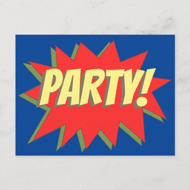 Superhero Comic Party Invitation Postcard (Front)