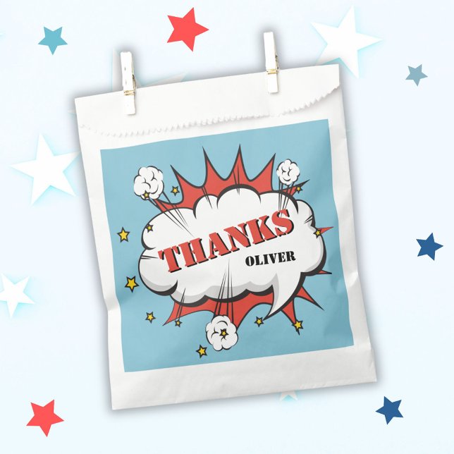 Superhero Comic Speech Bubble Birthday Thanks Favour Bag (Creator Uploaded)