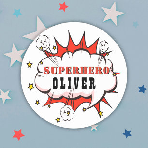 Superhero Comic Speech Bubble Boy Classic Round St Sticker