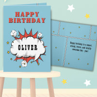 Superhero Comic Speech Bubble Boy Happy Birthday 