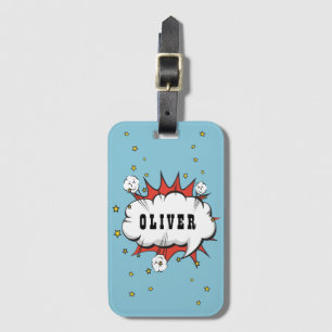 Superhero Comic Speech Bubble Boy Name Luggage Tag