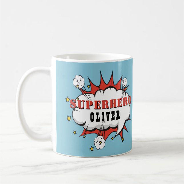Superhero Comic Speech Cloud Boy  Coffee Mug (Left)