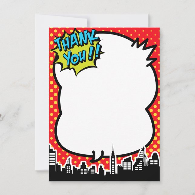 Superhero Comic Strip Thank You Notes (Front)
