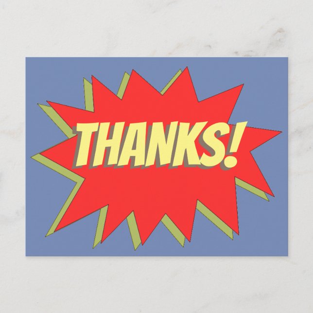 Superhero Comic Thanks Postcard (Front)
