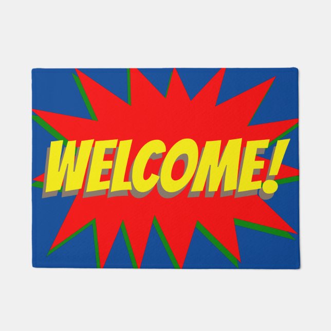 Superhero Comic Welcome Doormat (Front)