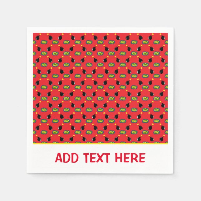 Superhero Comics Fun Bomb Bang Boom Custom Text Napkin (Front)