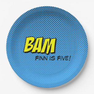Superhero Custom Paper Plate - BAM Blue Back