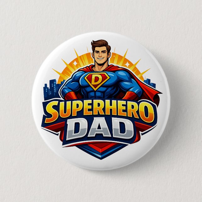 Superhero Dad 2 Inch Round Button (Front)