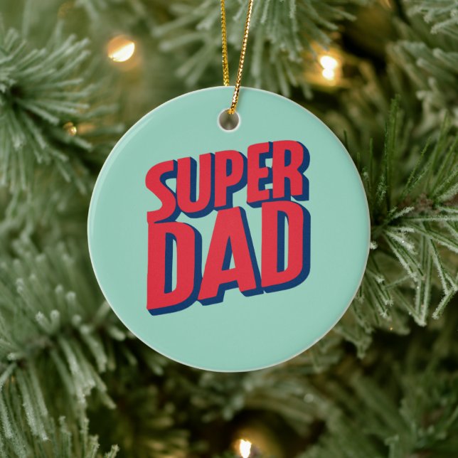 Superhero Dad Ceramic Ornament (Tree)