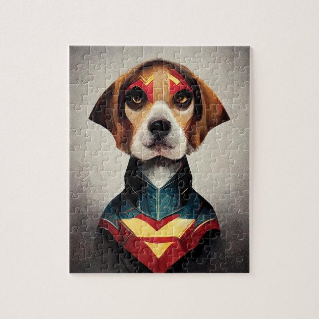 Superhero Dog Portrait | Beagle Jigsaw Puzzle (Vertical)
