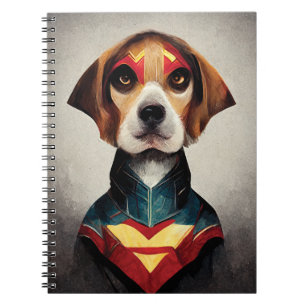 Superhero Dog Portrait   Beagle Notebook