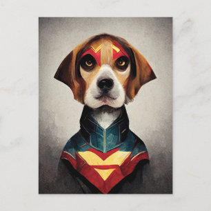 Superhero Dog Portrait   Beagle Postcard