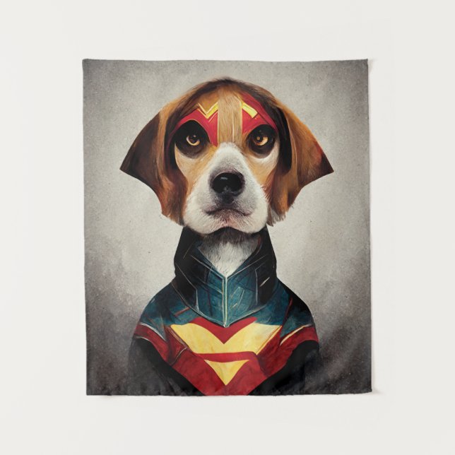 Superhero Dog Portrait | Beagle Tapestry (Front)