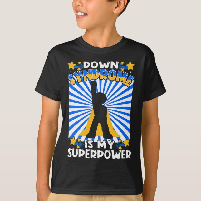 Superhero Down Syndrome Awareness Chromosome Super T-Shirt (Front)