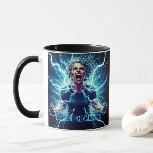 Superhero Electric Power With Quote Mug (With Donut)