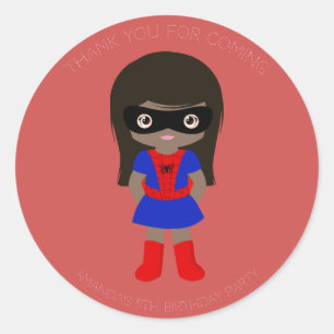 Superhero Enfants Filles Anniversaire Sticker roug