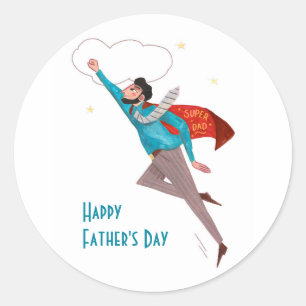 Superhero fathers day classic round sticker