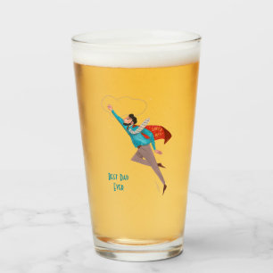 Superhero fathers day  frosted glass beer mug