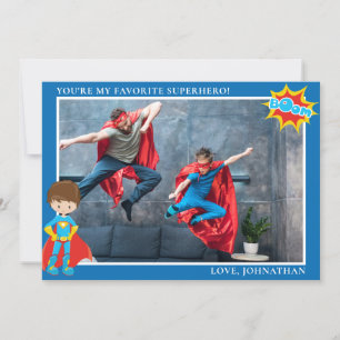 Superhero Father's Day Personalized Photo  Holiday Card