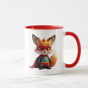 Superhero fox masqueraded with red cape. mug