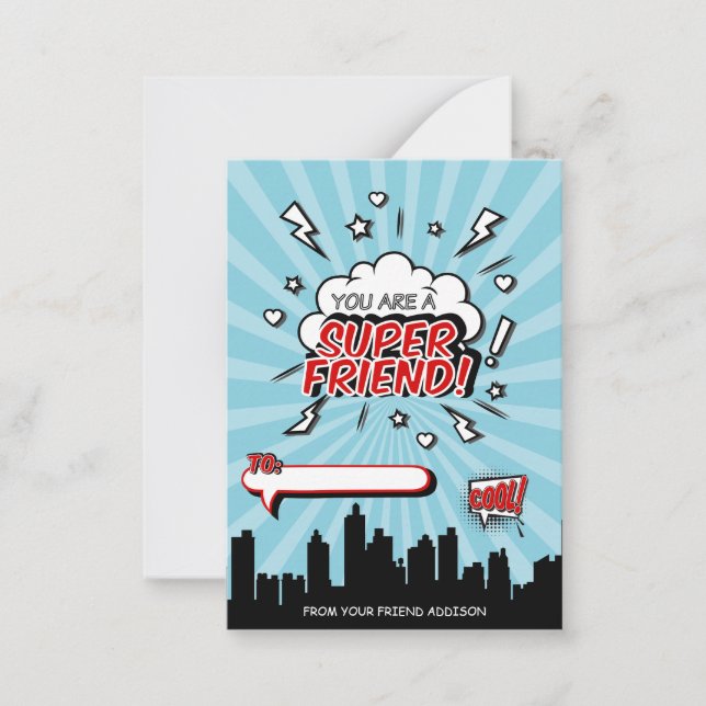 Superhero Friend Comic Classroom Valentine Card (Front)
