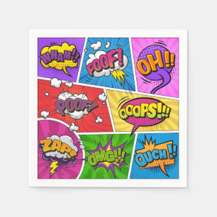 Superhero Gamer Comic book design paper napkin
