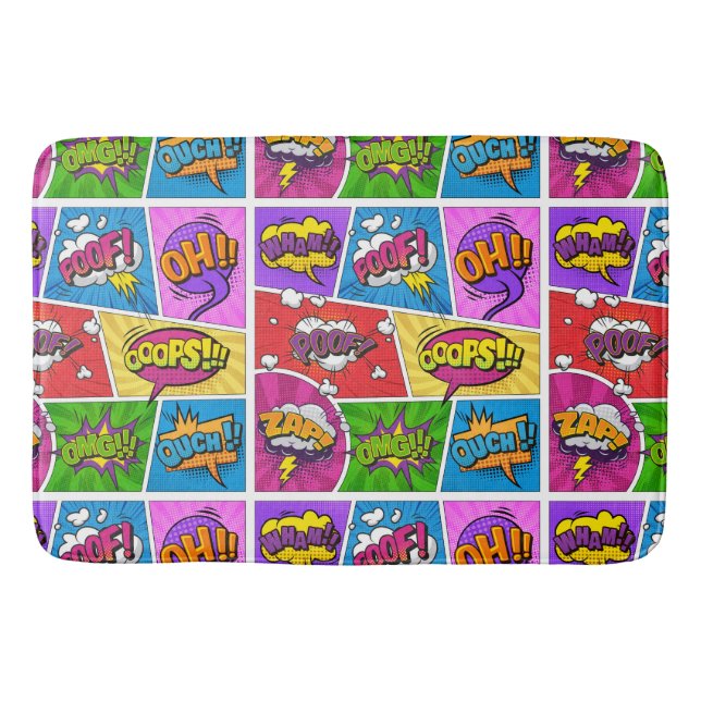 Superhero Gamer Comique livre design tapis de bain (Devant)