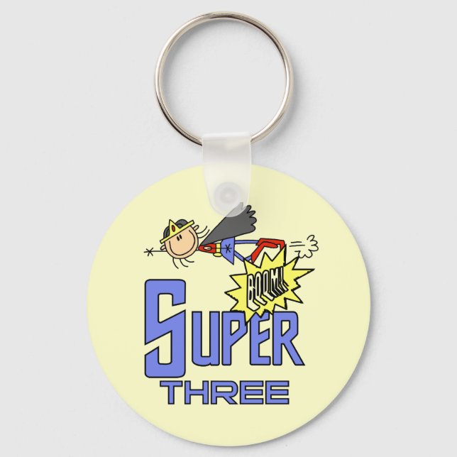 Superhero Girl 3rd Birthday Tshirts and Gifts Keychain (Front)