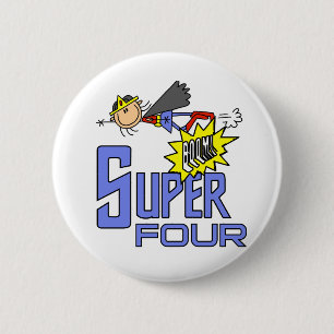 Superhero Girl 4th Birthday Tshirts and Gifts 2 Inch Round Button