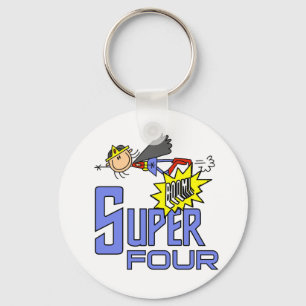 Superhero Girl 4th Birthday Tshirts and Gifts Keychain