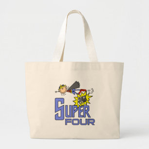 Superhero Girl 4th Birthday Tshirts and Gifts Large Tote Bag