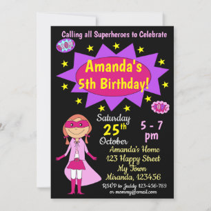 Superhero Girl Birthday Invitation