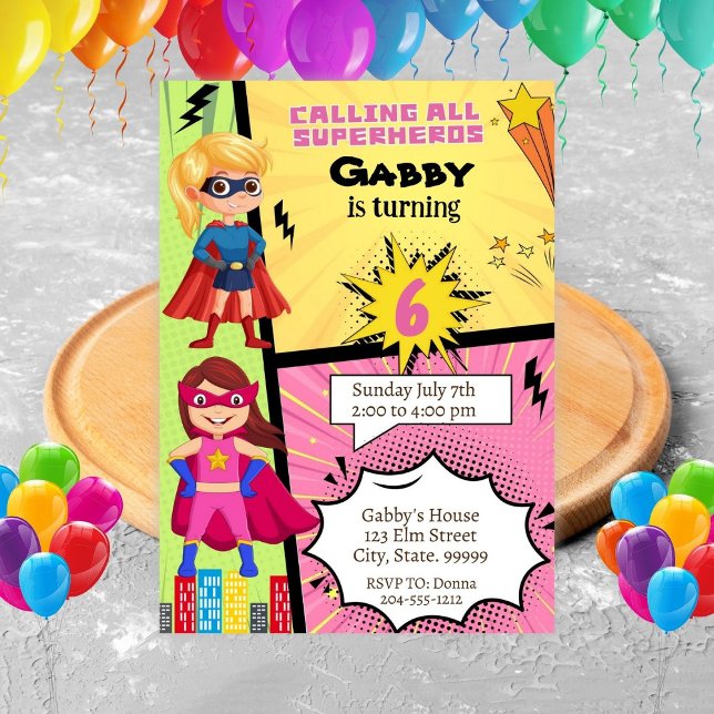 Superhero Girl Birthday Invitation  (Creator Uploaded)