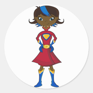 Superhero Girl Classic Round Sticker