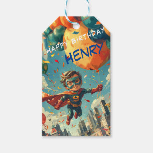 Superhero Happy Birthday Design for Kids Gift Tags