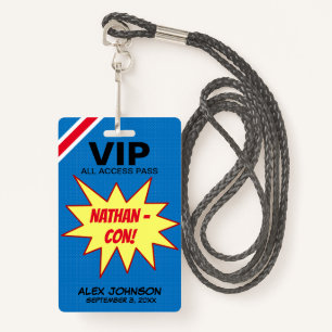 Superhero Hero Con VIP Pass Party Favour Badge