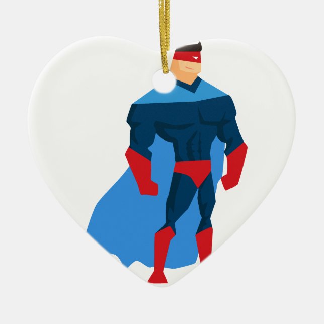 Superhero in Action Ceramic Ornament (Front)