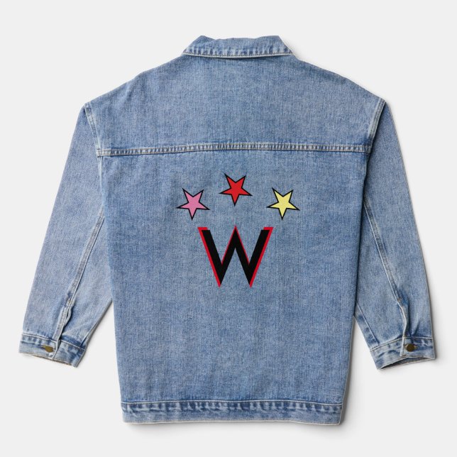 Superhero Initial Star Personalize Denim Jacket (Back)
