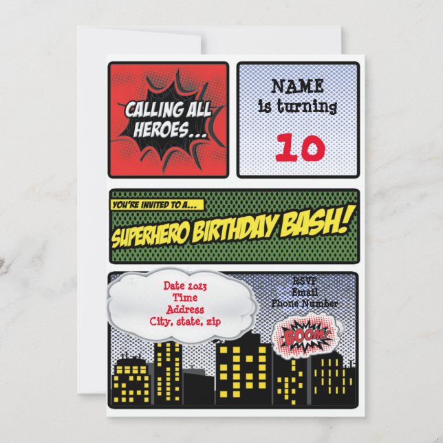 Superhero Invitation (Front)