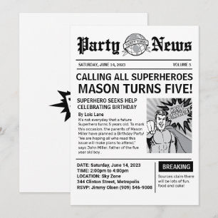 Superhero Journal Invitation d'anniversaire