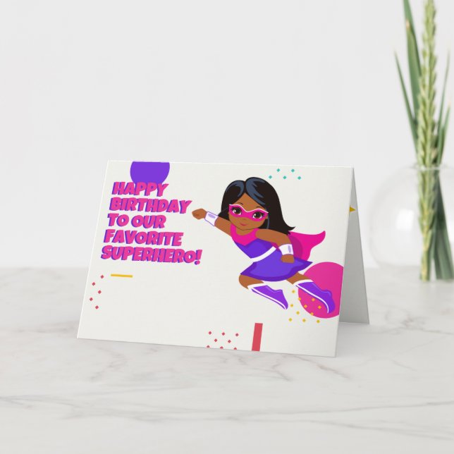 Superhero Joyeux Anniversaire, 5"x7", Carte pliée (Devant)