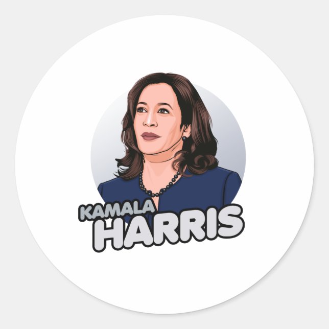 SUPERHERO KAMALA HARRIS CLASSIC ROUND STICKER (Front)
